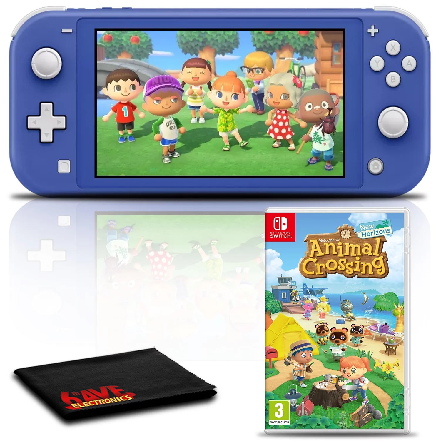 Nintendo Switch Lite (Blue) Gaming Console Bundle with Animal Crossing