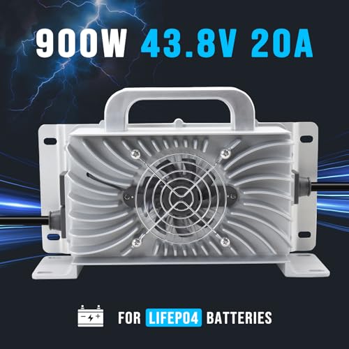 43.8V 20A Lithium Onboard Battery Charger for 36V (38.4V) 12S LiFePO4 Battery, IP67 Waterproof Smart Charger for Golf Cart RV Truck Boat Home