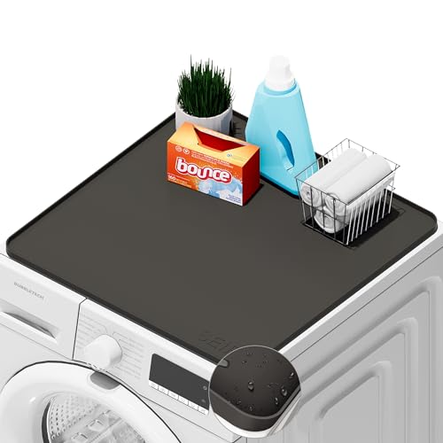 Washer and Dryer Cover for the Top, 26'' x 26'' Silicone Rubber Mat for Laudry Machine & Dryer,Non-slip Heavy Duty Waterproof Washable Top Protector Mat Pad for Laundry & Kitchen