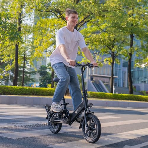 DYU Electric Bike for Adults Teens, Folding Electric Bicycle,Commuter City E-Bike with 350W Motor and 36V 7.5Ah Battery,3 Levels Assist, Dual Disc Brakes,14/16