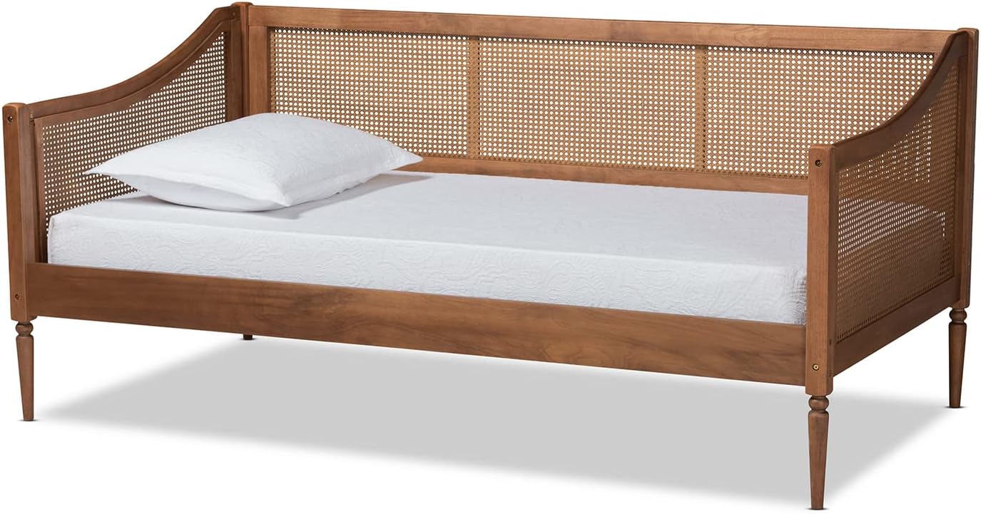 Baxton Studio Ogden Brown Finished Wood and Synthetic Rattan Twin Size Daybed