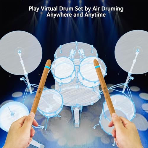 Virtual Air Drum Set Electric Drumsticks Air Drum Sticks 3rd Gen., Air Drum with Drumsticks, Pedals, Bluetooth and 8 Sounds, Electronic Drum Set for Adults, Kids, Gift