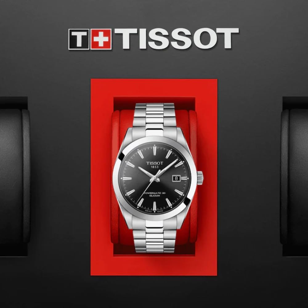 Tissot mens Gentleman Stainless Steel Dress Watch Grey T1274071105100