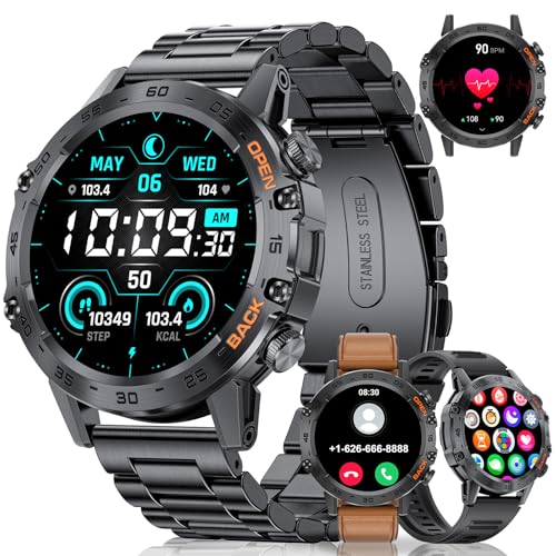 Smart Watch for Men,100 Sports Modes Smart Watches with Bluetooth Call (Answer/Dial Calls), 5ATM Waterproof Rugged Tactical Fitness Tracker 1.39''HD Smart Watch for iOS and Android