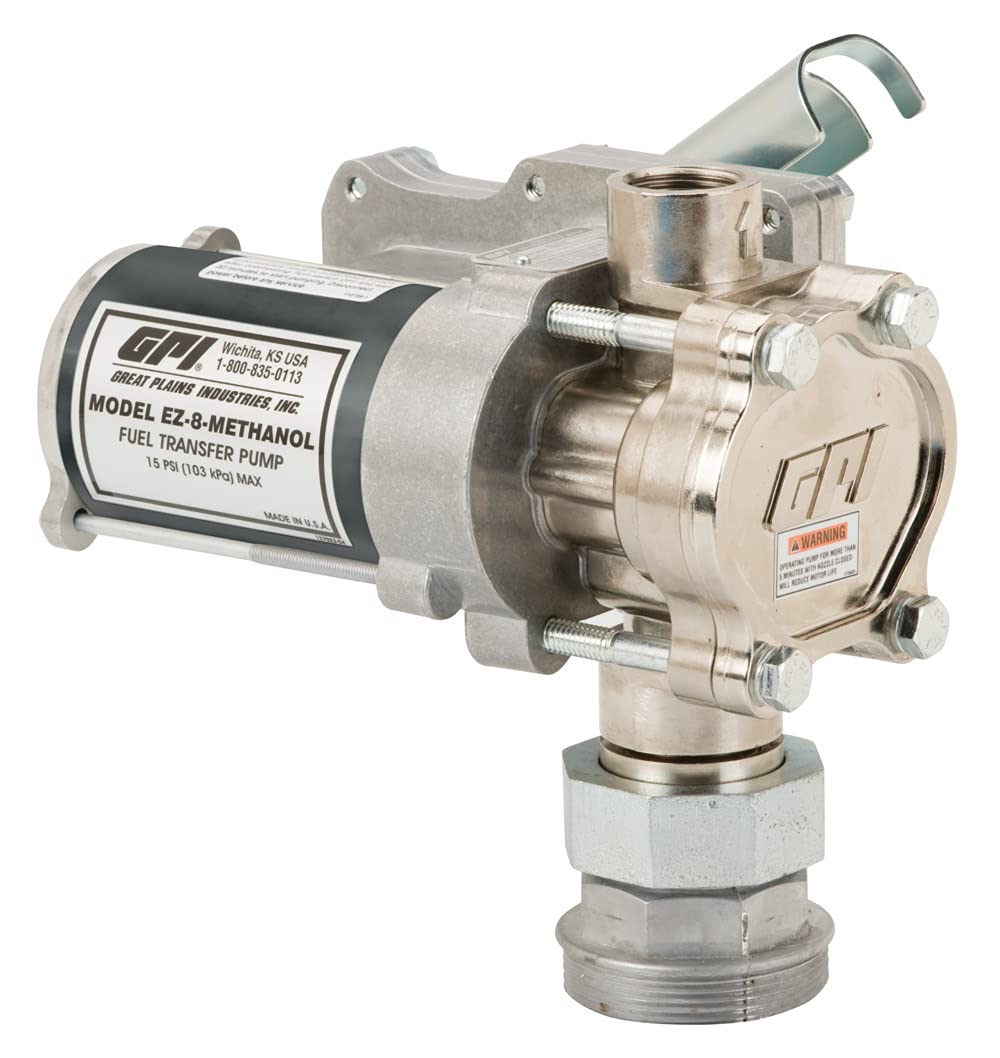 GPI - EZ-8 12v Fuel Transfer Pump, Manual Shut-Off Nozzle, 8 GPM Fuel Pump, 10' Hose, Power Cord, Adjustable Suction Pipe, Spin Collar (137100-05)