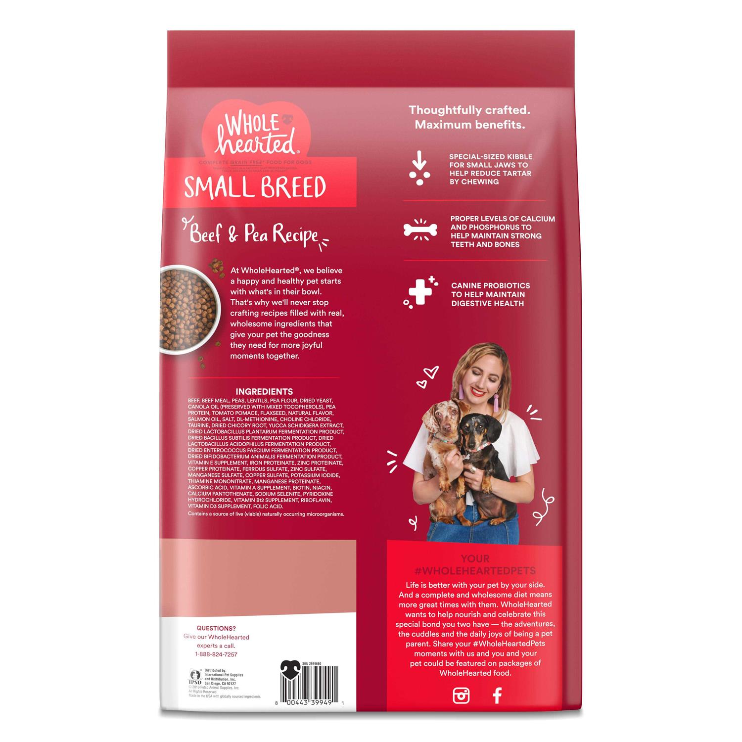 WholeHearted Grain Free Beef & Pea Recipe Small Breed Adult Dry Dog Food - Pet Supplies online store