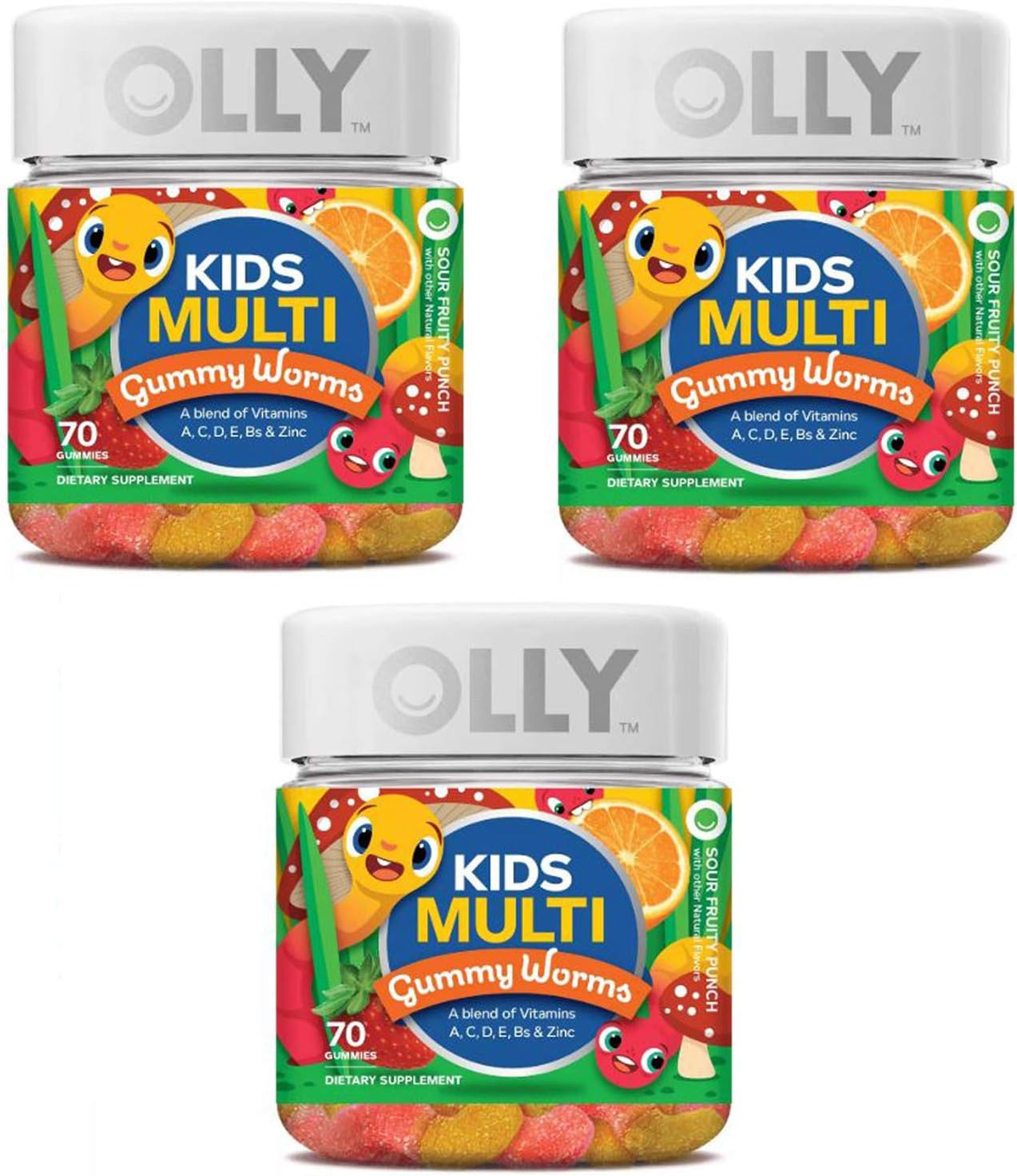 Olly Kids Multivitamin Gummy! 70 Gummies Sour Fruity Punch Flavor! Blend of Daily Vitamins and Minerals! Help Fill Any Nutritional Gaps and Promote Overall Wellness! Choose Your Pack! (3 Pack) Pack of 2