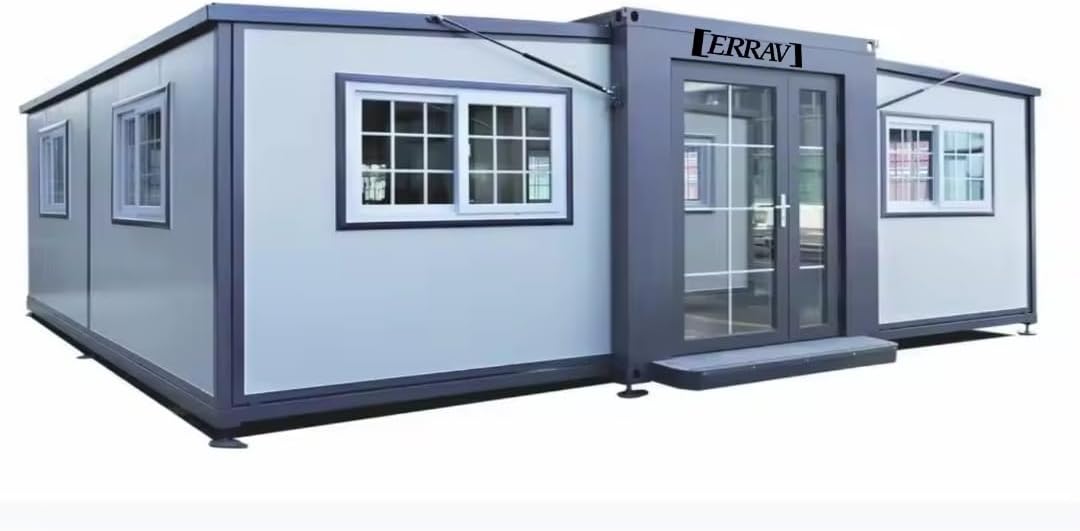 Modular Guest House - 19 x 20 FT, Foldable House, Container Home, Portable House, Tiny House for Small Family, Tiny Expandable Prefab House to Live in 1 Bathroom, 2 Rooms, and 1 Kitchen