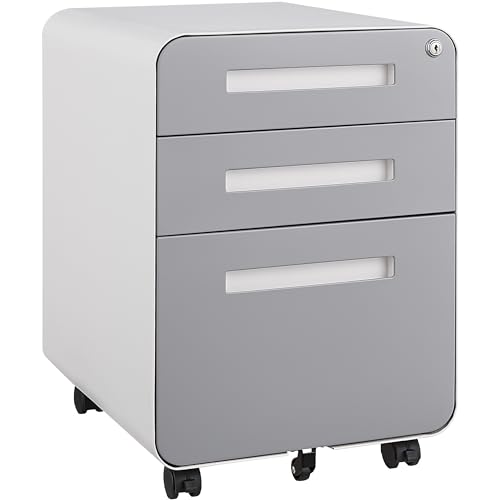 3 Drawer Mobile File Cabinet Under Desk Office,Simple Style Versatile Storage Cabinet for Legal/Letter/A4 Files, 5 Wheel Design Anti-Tilting Cold Rolled Steel Moisture-Proof Black Cabinets, Racks & Sh