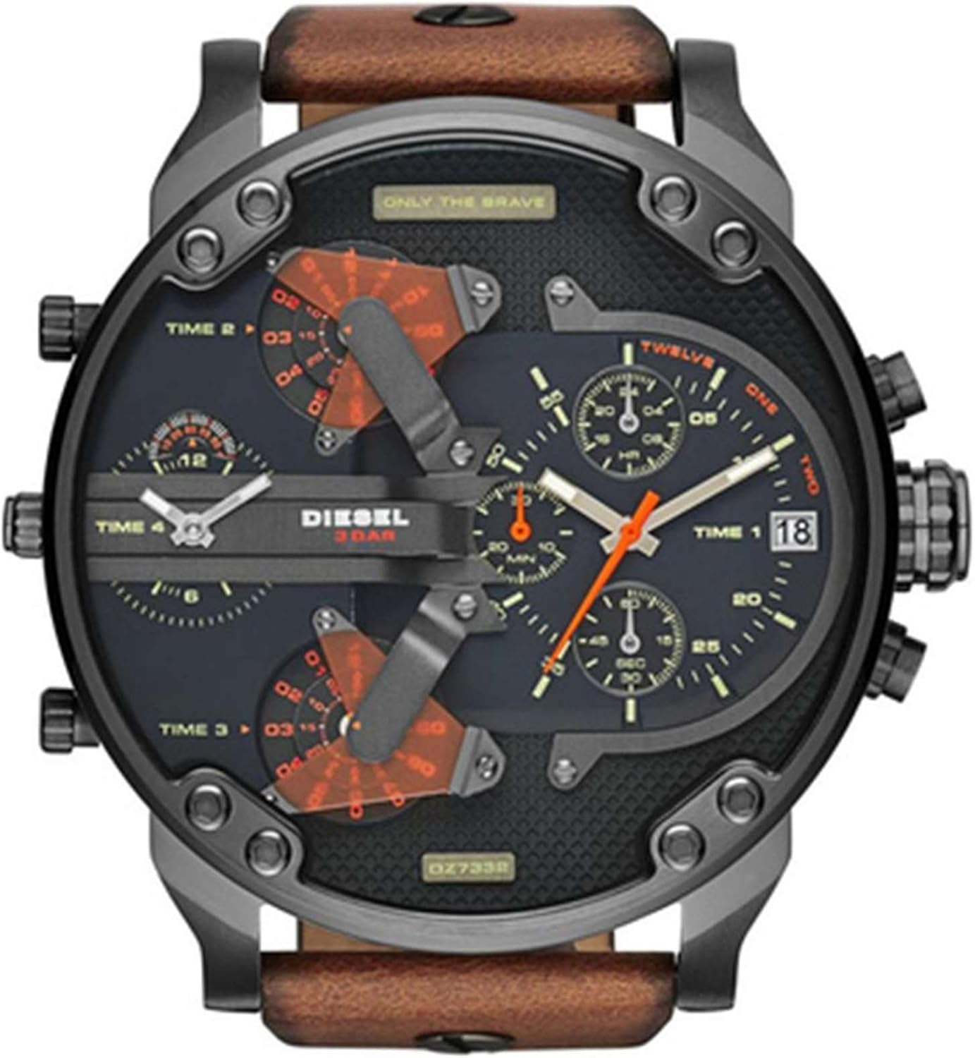 Diesel Men's DZ7332 Mr Daddy 2.0 Gunmetal Brown Leather Watch