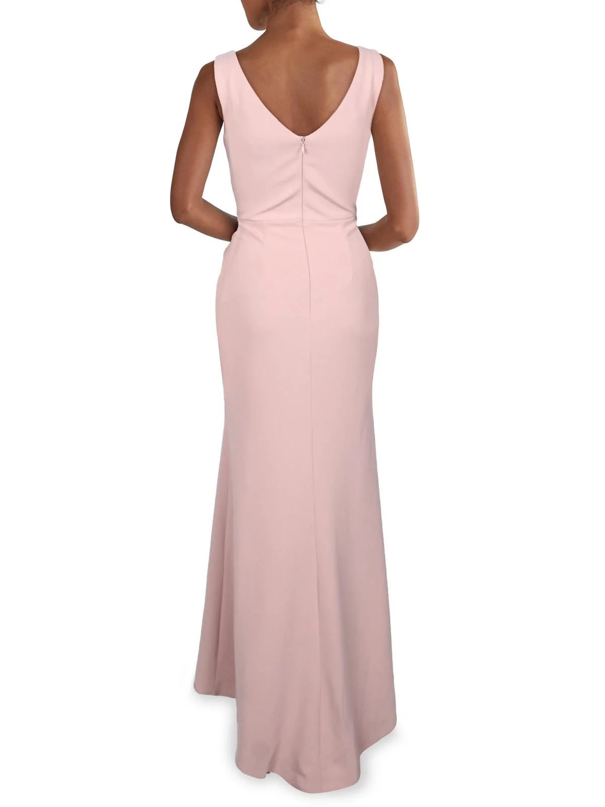 Betsy & Adam Womens Petites Crepe Ruffled Evening Dress