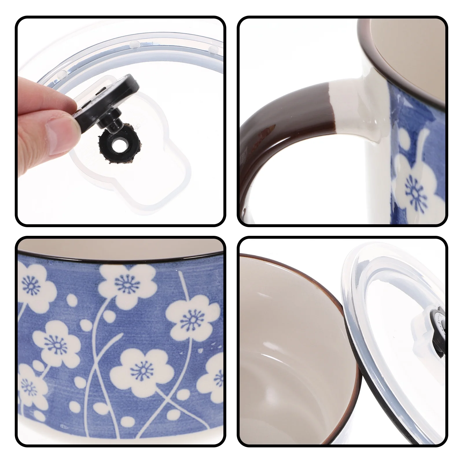 1 Set of Ceramic Instant Noodle Bowl Ramen Bowl Japanese Style Noodle Bowl Food Serving Bowl with Lid