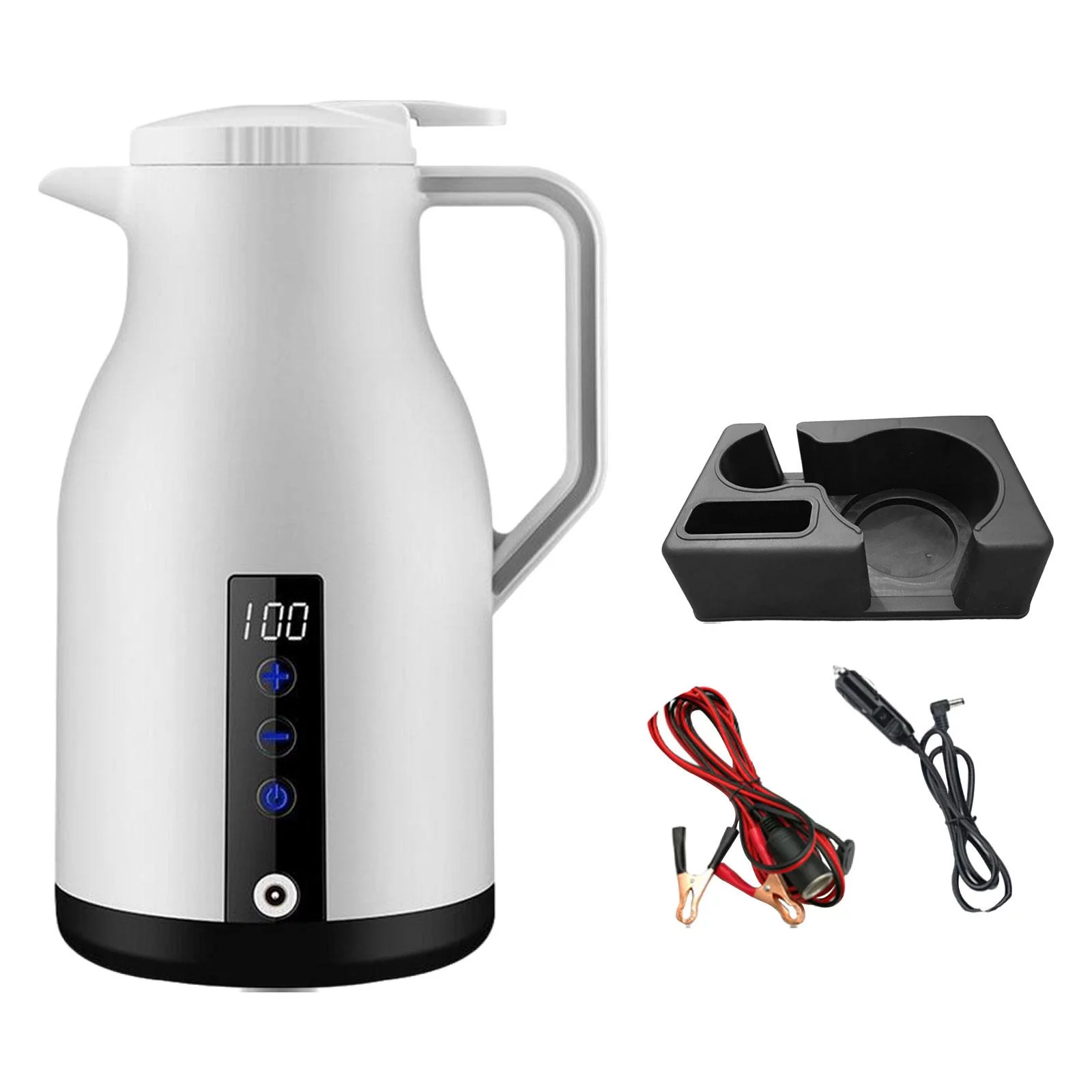 Heating Kettle, Boiling Hot Water Kettle, Fast Heating Water Heating Bottle Portable Electric Car Kettle, Water Heating Bottle, for Tea Milk White With Base
