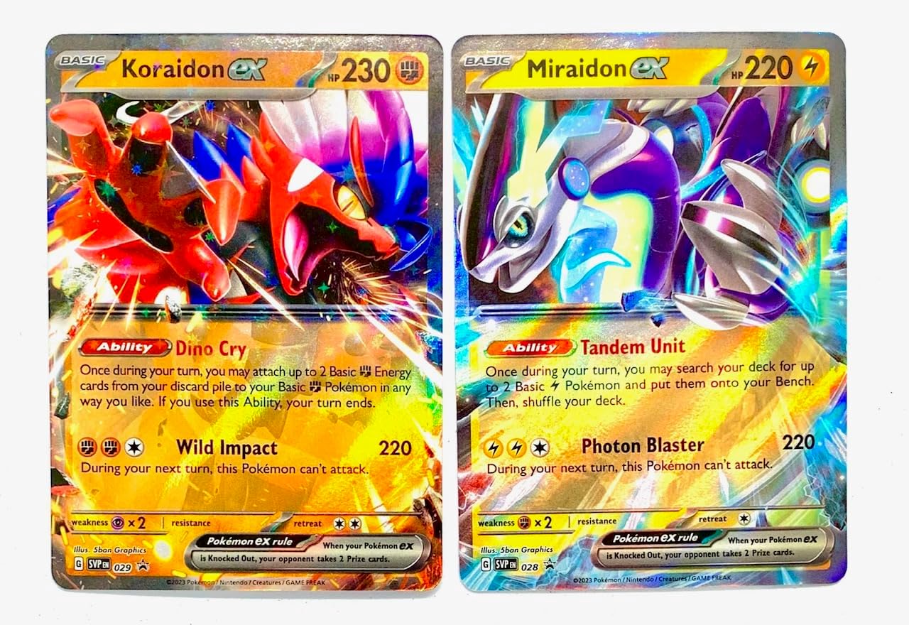 Miraidon Ex & Koraidon Ex - Scarlet & Violet - Pokemon Card Lot - SVP028 & SVP029 - Black Star Promo