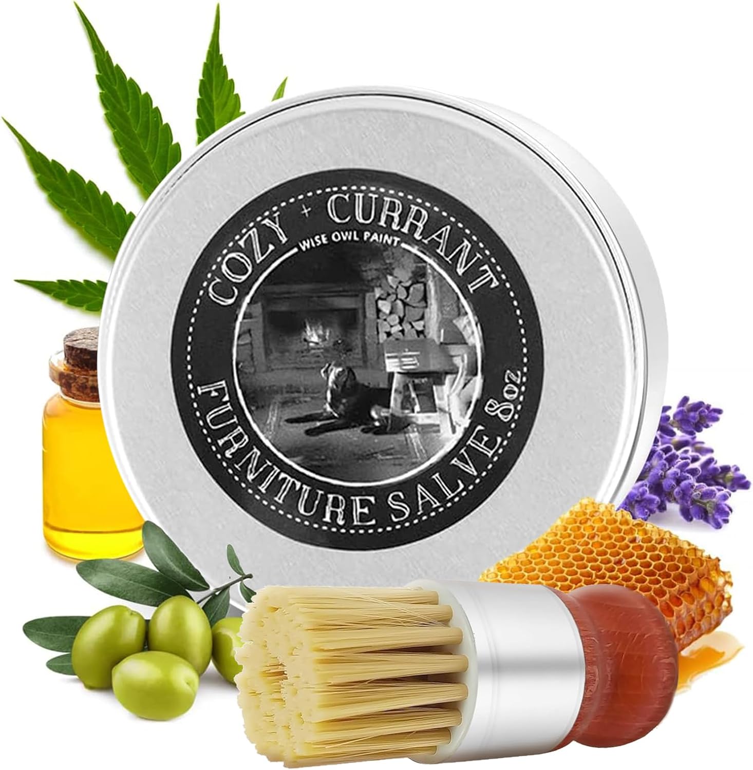 Furniture Salve for Leather, Original Leathers Recoloring Balm Wood Cleaner with Boar Bristle Brush Kit, 4oz Couch Paint Scratch Repair Conditioner Remover for Shoe Polish Couches Leathers Cleaning(C)