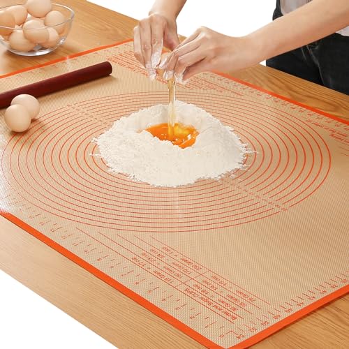 Non-slip Silicone Pastry Mat Extra Large Baking Mat with Measurement, Perfect for Dough Mat, Fondant Mat, Kneading Mat, Counter Mat, Dough Rolling Mat, Pie Crust Mat