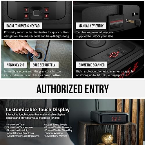 VAULTEK Smart Station™ Biometric Smart Safe with Built-in Wireless Phone Charger + Auto Open Drawer + Bluetooth Safe Management (Titanium Gray)