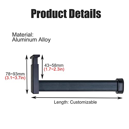 Closet Hanging Clothes Rod, Laundry Room 10 20 30 40 50 60 70 80cm Length Closet Pole Rod Support, Space Saving Heavy Duty Wardrobe Rod for Wardrobe Bookcase Living Room with Screws & Flange (Color :