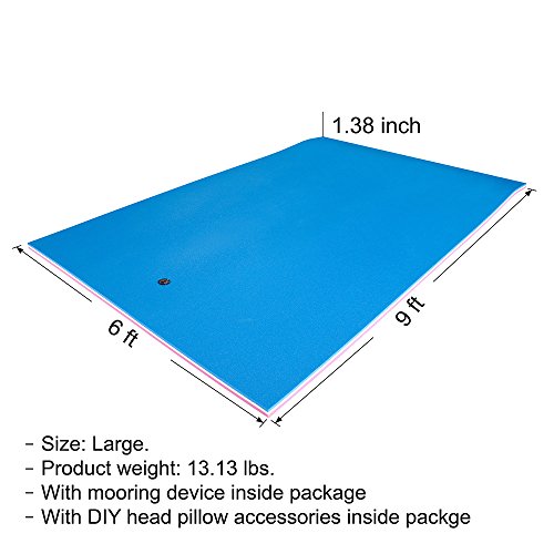 Floating Water Mat, Swimming Island,Aqua Pad,Used in Lake,Pool,on Beach,for Relax, Vacation,Water Activities,Sports,Recreations,Parties,with Mooring Device,Rolled Packed