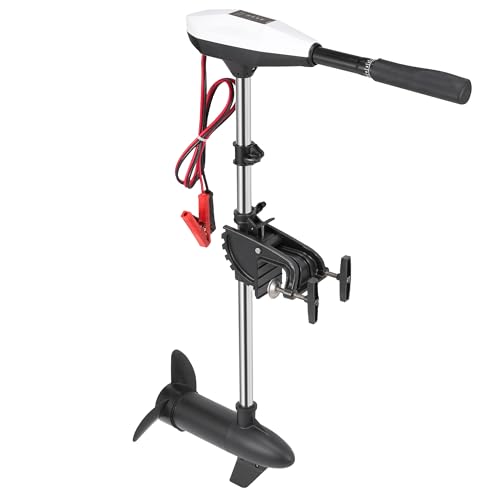 55lb Thrust Trolling Motor 8 Speed Electric Outboard Motor Kayak Motor with Adjustment 6-inch Extendable Handle, 30'' Shaft Length, LED Indicator, Transom Mounted for Kayak, Fishing Boat