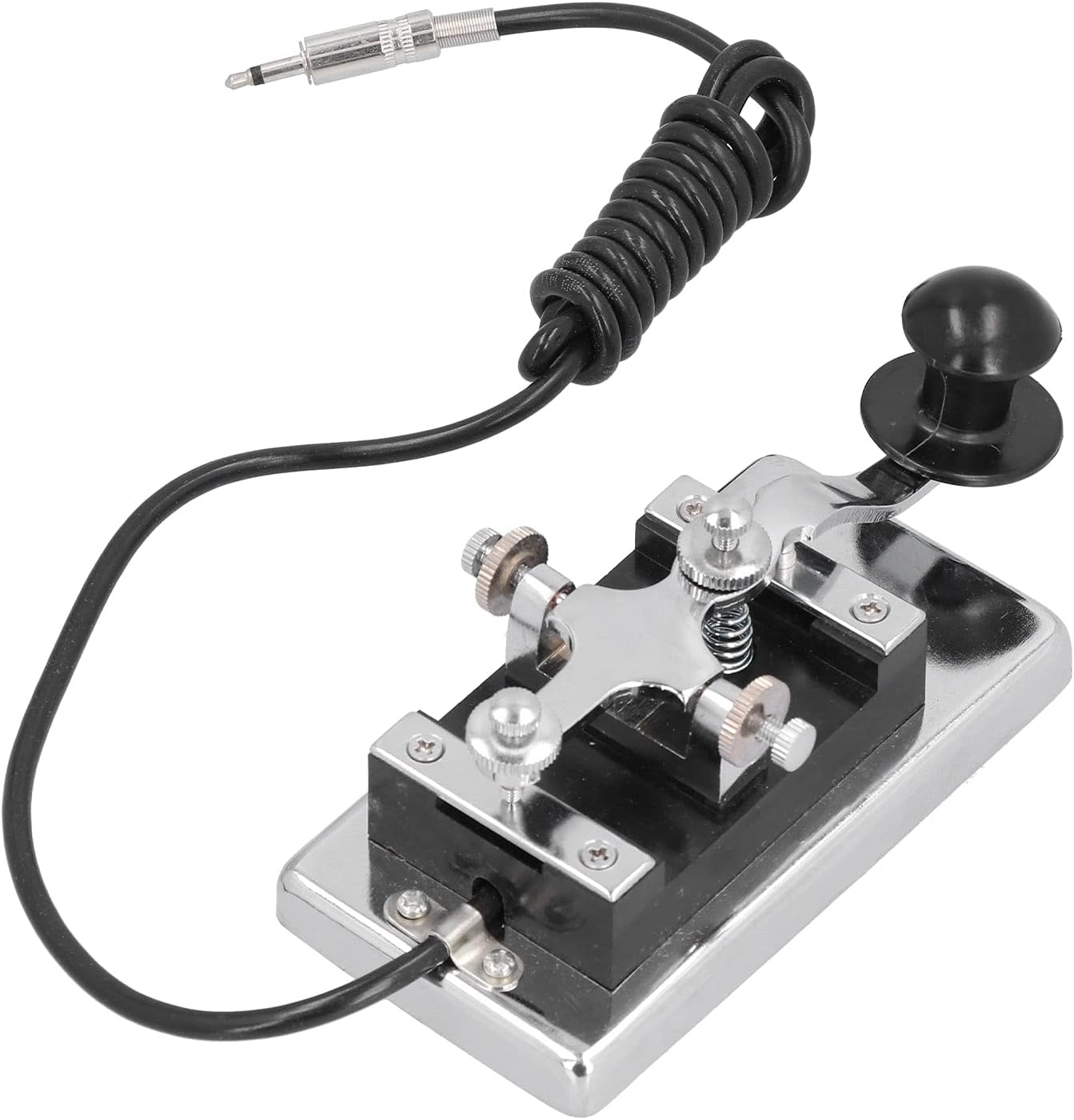 Morse Key Eujgoov HY-K4 Stainless Steel CW Telegraph Key DIY Telegraphing Key for Shortwave Radio Communication Teaching