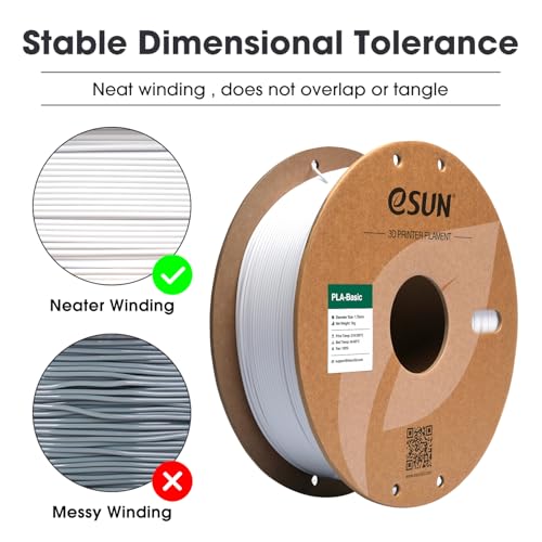 eSUN PLA Basic Filament 1.75mm, 3D Printer Filament High Speed PLA for Fast Printing, 1KG Spool, 4 Spools 3D Printer Filament, Cold White