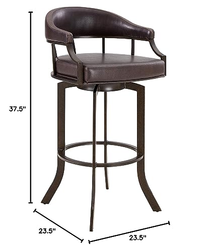 Armen Living Edy Contemporary Faux Leather Swivel Metal Kitchen Barstool, 26
