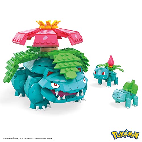 ​MEGA Pok&eacute;mon Action Figure Building Toys, Bulbasaur Evolution Set with 622 Pieces, 3 Poseable Characters, Bulbasaur and Venusaur, for Kids​