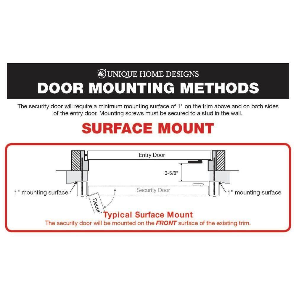 Unique Home Designs 36 in. x 80 in. Meridian Silverado Surface Mount Outswing Steel Security Door with Fine-grid Steel Mesh Scre