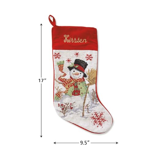 Lillian Vernon Santa Personalized Heirloom Christmas Needlepoint Stocking Stocking, 100% Wool, 9.5