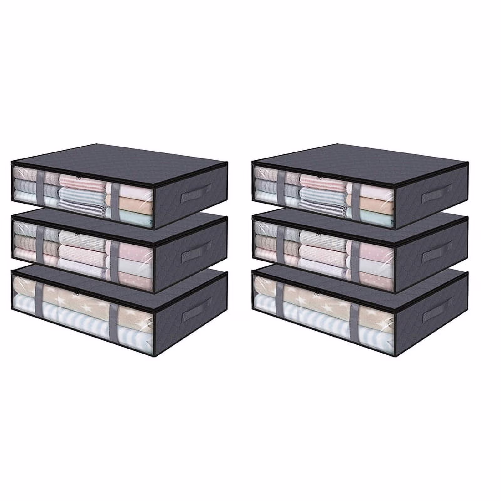 6 Pack Storage Bins Clothes Storage,Foldable Blanket Bags, Under Bed Containers for Organizing,Clothing