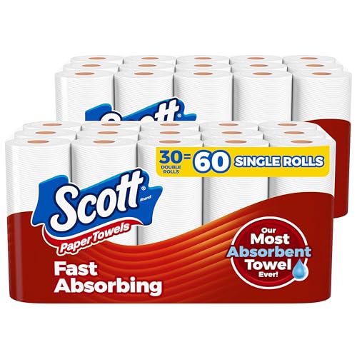 Scott Paper Towels, Choose-A-Sheet, 30 Double Rolls = 60 Regular Rolls (108 Sheets Per Roll)