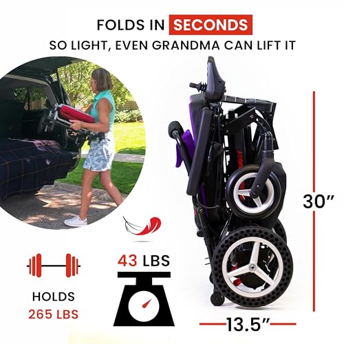 DASH by Travel Buggy - World's Lightest Folding Electric Wheelchair - Weighs just over 40 lbs - 9.5 mi Cruise Range - 19