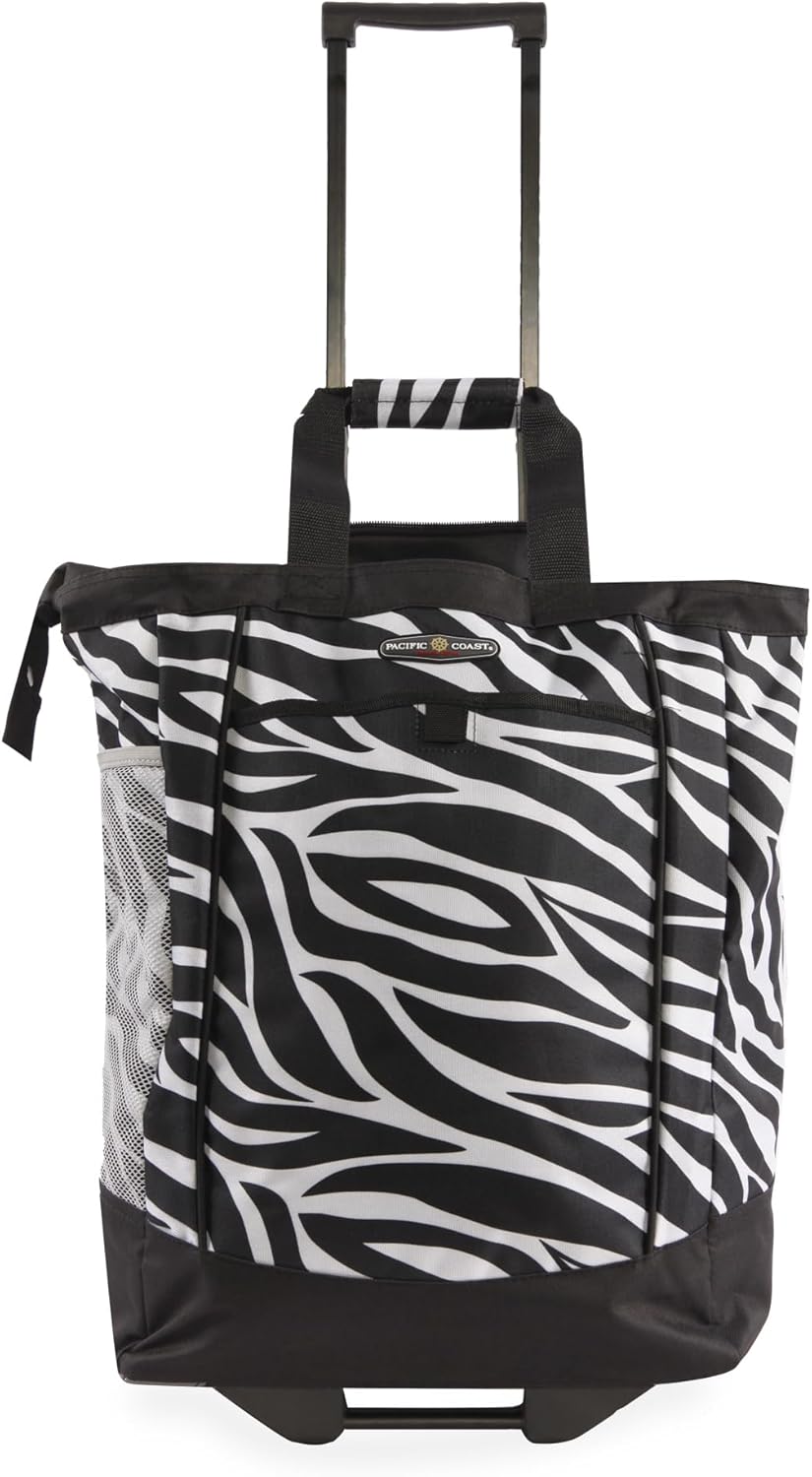 Pacific Coast Signature Large Rolling Shopper Tote, Zebra2