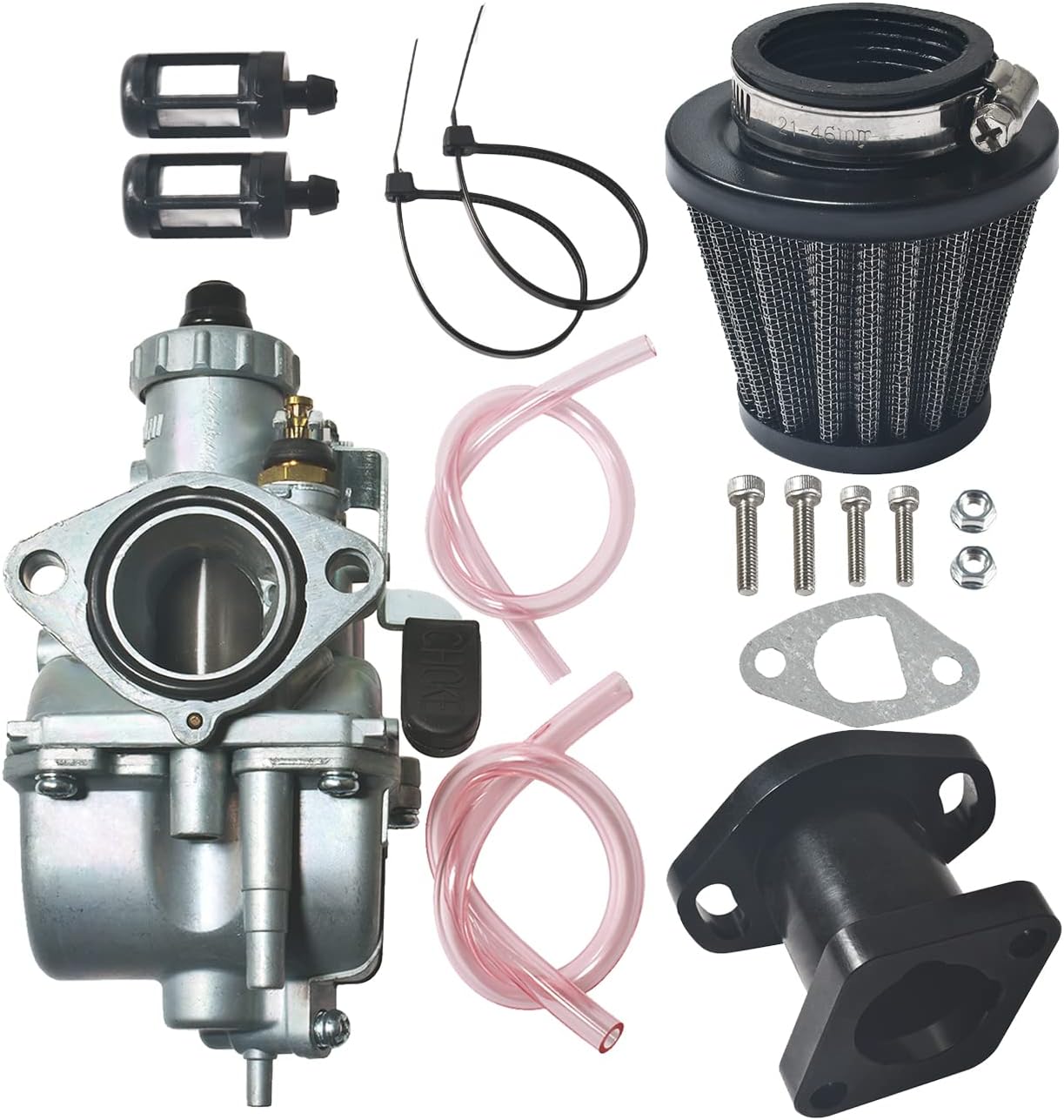 VM22 26mm Carburetor for Predator 212cc GX200 6.5hp Engine 196cc CT200U Go Kart Mini Bike Carburetor Carb with Intake Pipe Manifold Air Filter Pack of 2