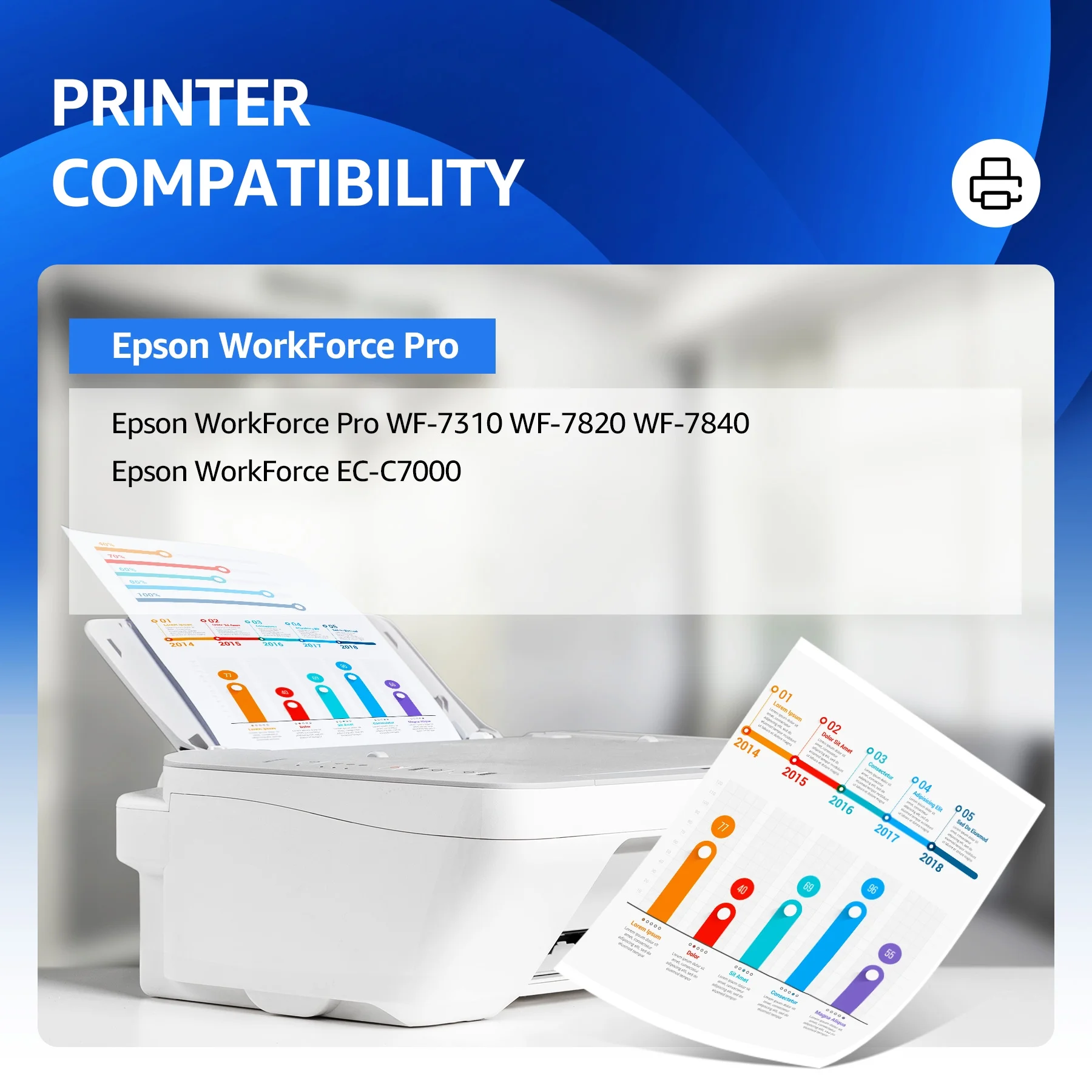 812XL Ink Cartridges for Epson 812 XL T812XL High Capacity to use with Epson Workforce Pro WF-7820 WF-7840 WF-7310 EC-C7000 Printer (5 Pack)