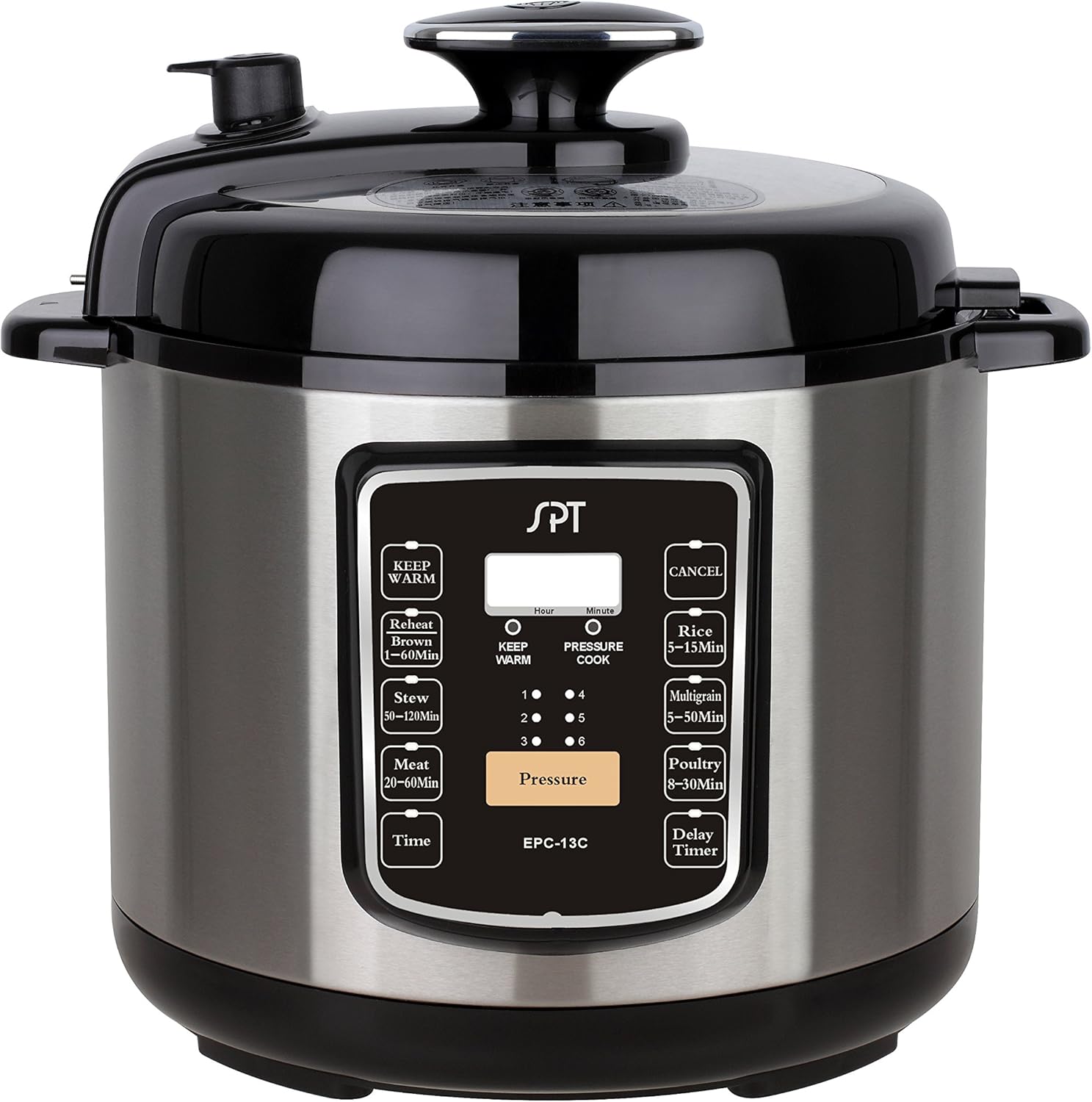 EPC-13CA: 6.5-Quart Stainless Steel Electric Pressure Cooker with Quick Release Button