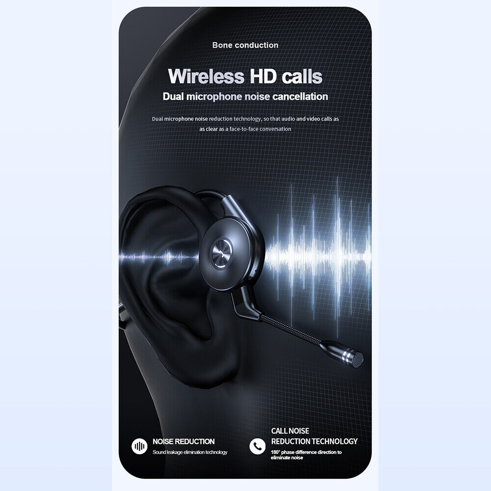 Bluetooth 5.0  Wireless Bone Conduction Headsets Open Ear Headphones MIC