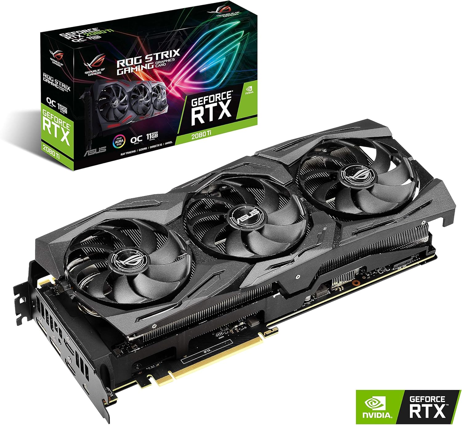 ASUS ROG Strix GeForce RTX 2080TI Overclocked 11G GDDR6 HDMI DP 1.4 USB Type-C Gaming Graphics Card (ROG-STRIX-RTX-2080TI-O11G) (Renewed)