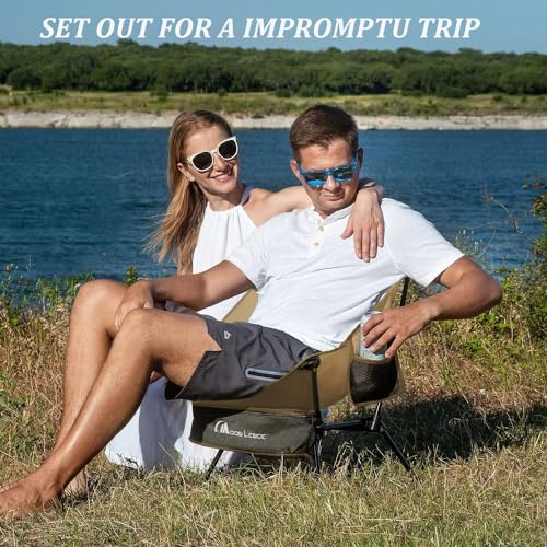 MOON LENCE Camping Chair Compact Backpacking Chair Folding Chair with Side Pockets Portable Chair Lightweight Heavy Duty for Hiking & Beach