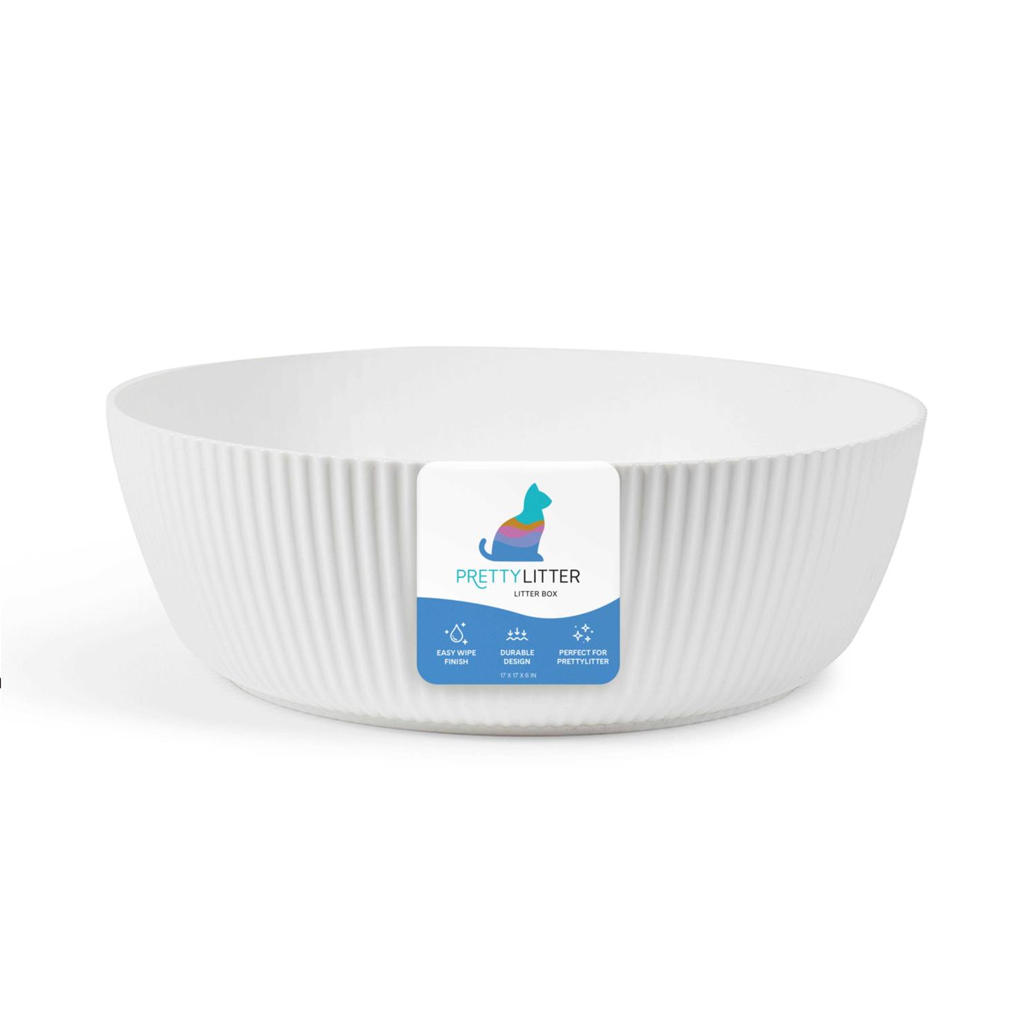 PrettyLitter Linnea Round Open Top Cat Litter Box with Non-Stick Interior - Pet Supplies online store