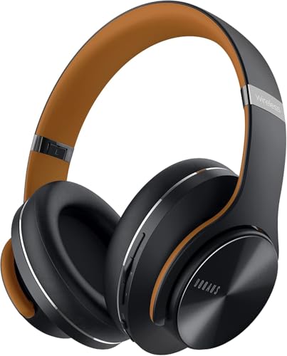 DOQAUS Bluetooth Headphones Over Ear, 90 Hours Playtime Wireless Headphones with 3 EQ Modes, Noise Isolating HiFi Stereo Headphones with Deep Bass, Microphone, Soft Earpads for Cellphone/PC (Black)