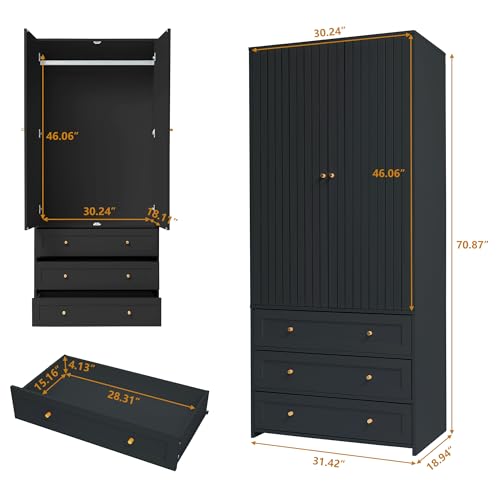 Wardrobe Closet Armoire, 71 