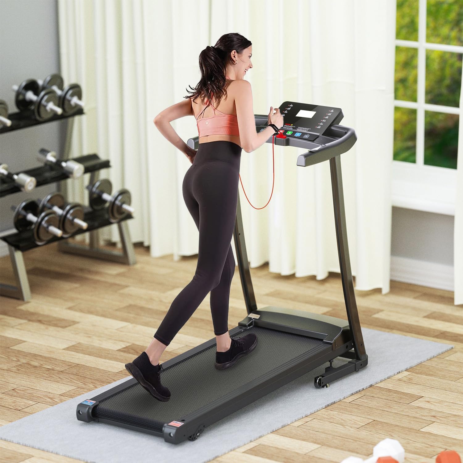 2.5 HP Folding Treadmill, Easy to Move, with 3-Speed Incline Adjustment and 12 preset Programs, 3 Countdown Modes, Heart Rate, Bluetooth, etc., Suitable for Home and Gym use