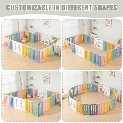 Baby Play Pen, Foldable Play Pens for Babies and Toddlers, 22 Panels Extra Large Baby Playpen, Astronauts Portable Baby Fence, Baby Gate Playpen, Baby Play Yard - Grey