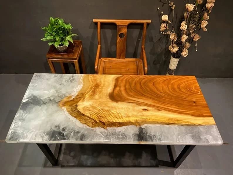 Personalized Large EPOXY Table, Resin Dining Table for 2, 4, 6, 8 River Dining Table, Wood Epoxy Coffee Table Top, Living Room Table (without Stand, 60 x 36 Inches)