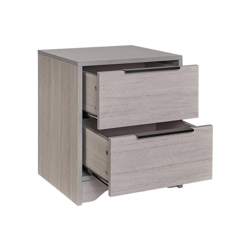 Modern Bedroom Nightstand, 2-Drawer End Table Antique Gray Finish Side Table for Small Spaces, Farmhouse Wooden Bedside Table, Mid-Century Simple Storage Dresser, 15.74''L x 14.56''W x 18.9''H