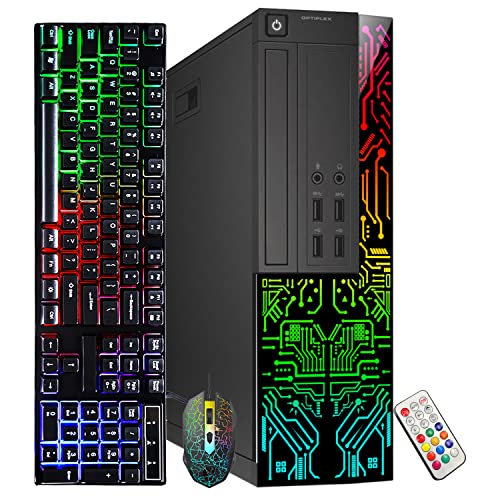 Dell Gaming OptiPlex Desktop RGB Computer PC | Intel Core i7 3.4Ghz | AMD RX 550 4GB GDDR5 | 16GB RAM 512GB SSD | RGB Gaming Keyboard & Mouse WiFi | Windows 10 HDMI (Renewed)