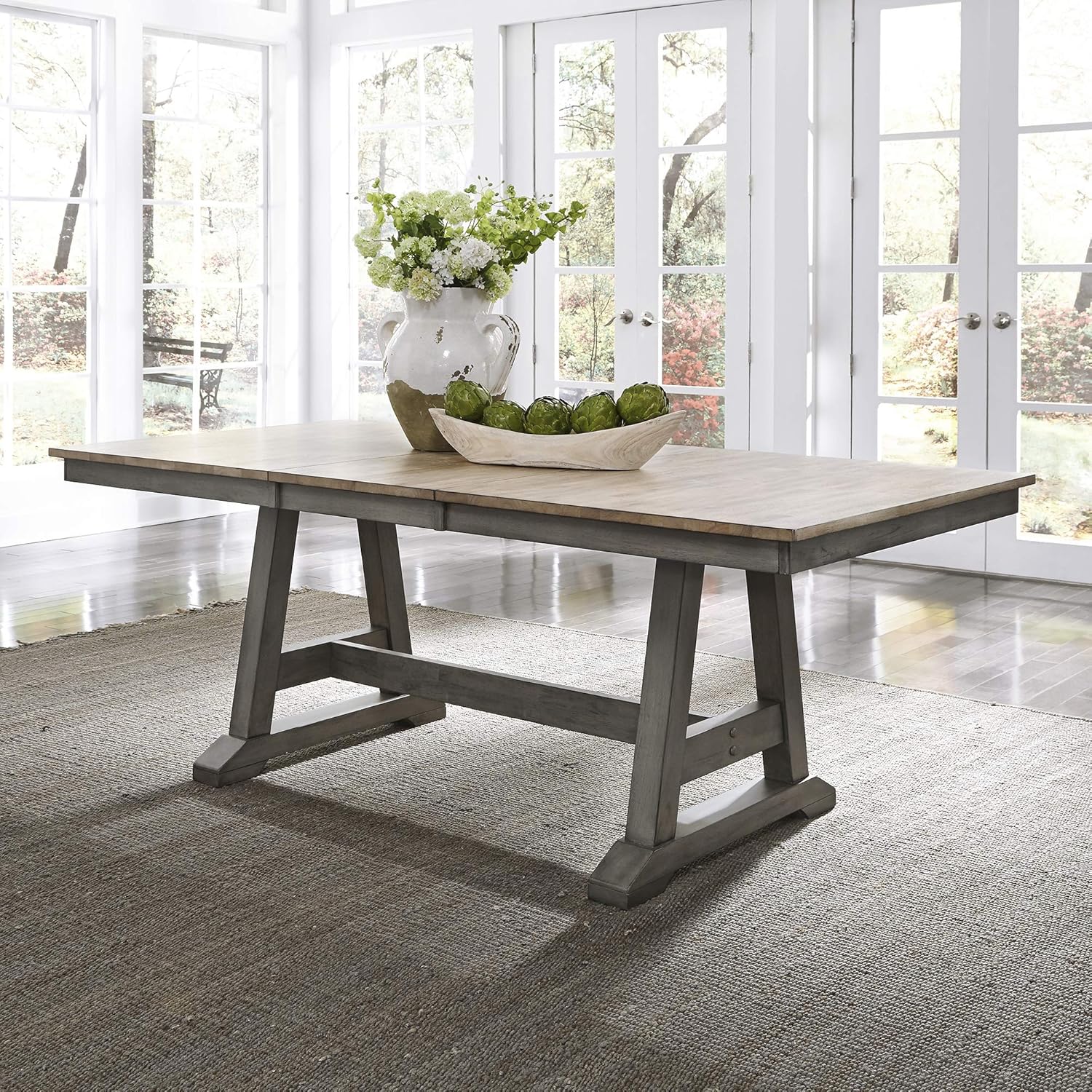 Liberty Furniture Industries Lindsey Farm 7 Piece Trestle Table Set, W38 x D78 x H30, Gray