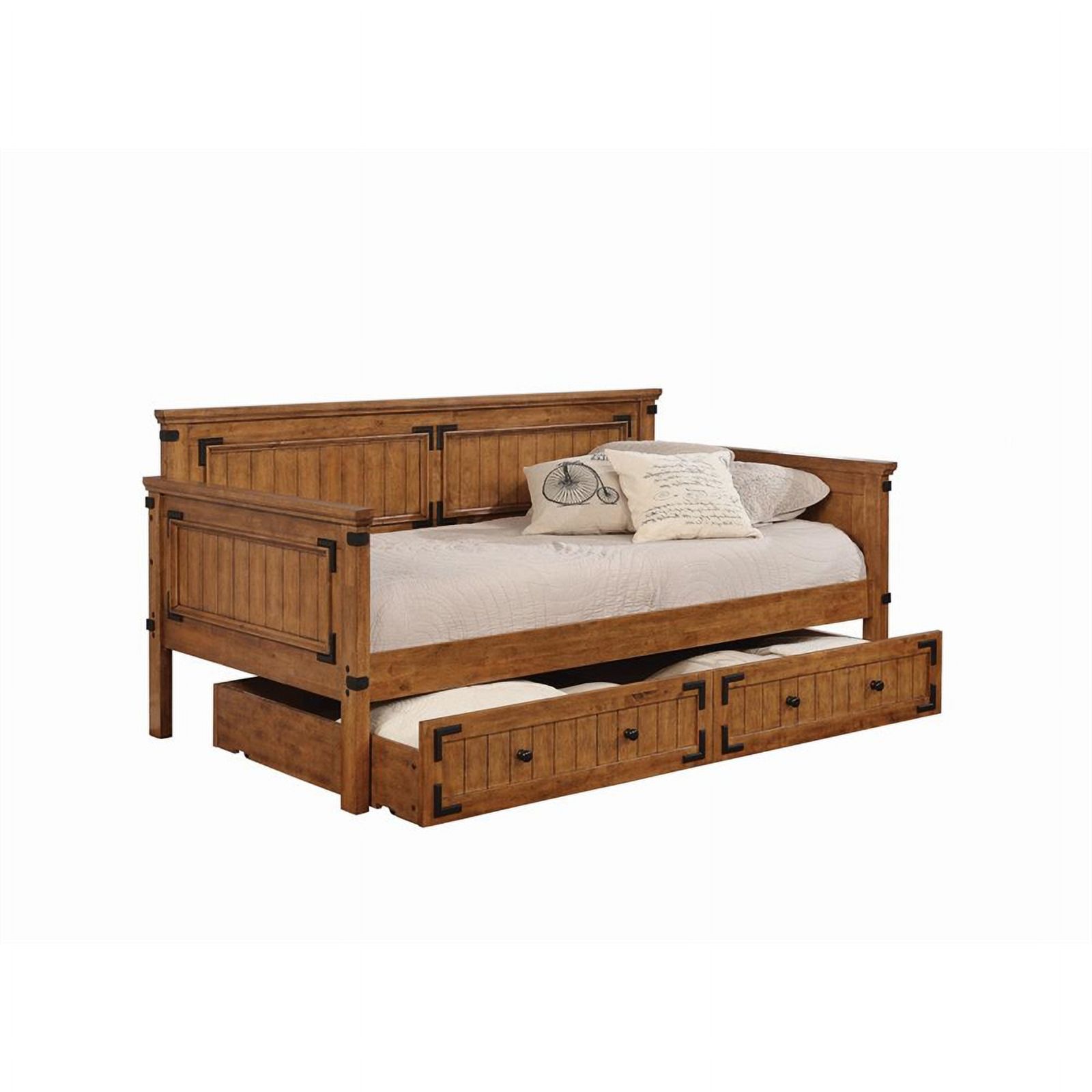 Pemberly Row Farmhouse Solid Wood Twin Daybed in Brown Finish